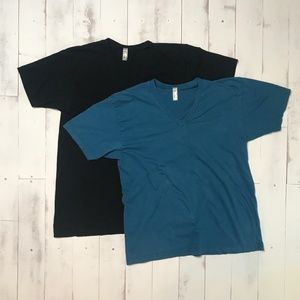 American Apparel V-neck T-shirt Bundle, Large